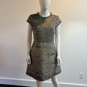 Kate Spade Metallic Gold Silver Black Tweed Party Dress NWT